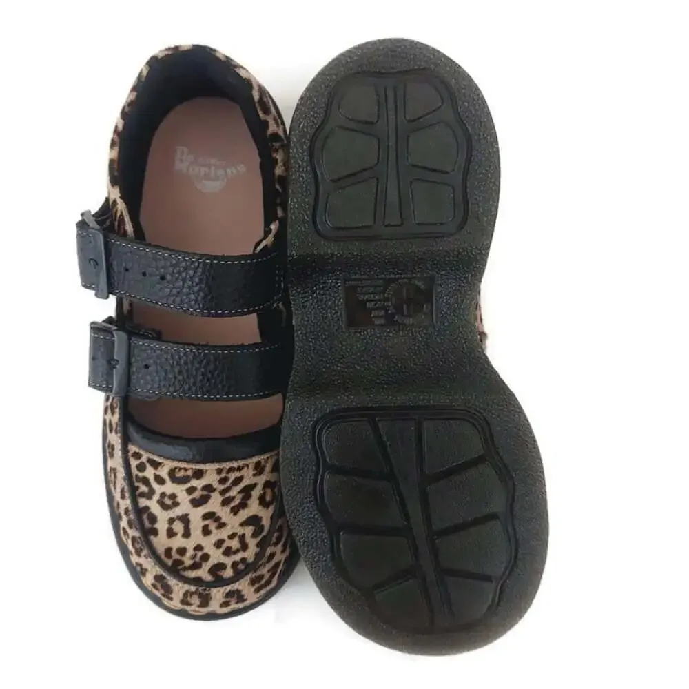 Dr Martens Buzz Leopard Print Mary Jane Platform Shoes Womens Size 6 EU 37 Docs